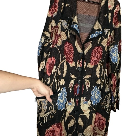Soft Surroundings Glasgow Sweater Coat Floral Size Large - Picture 8 of 12
